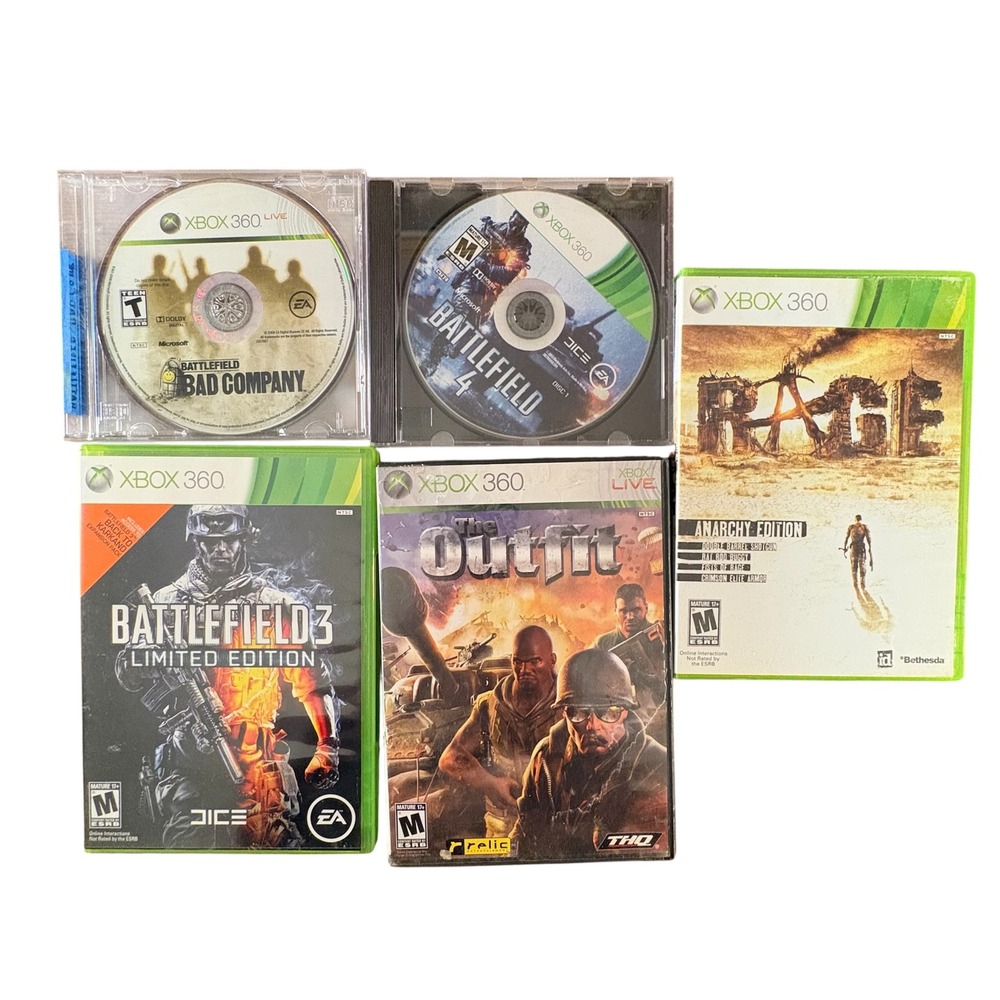 Xbox 360‎ Shooter Game Lot Battlefield 3 4 Bad Company Rage The Outfit Bundle
